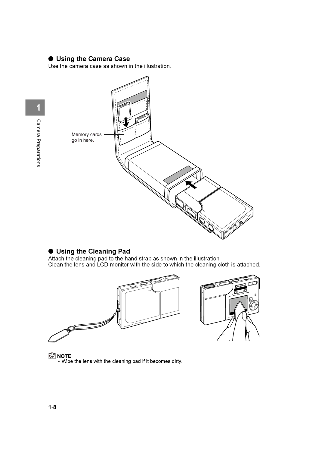 Kyocera SL300R manual Using the Camera Case, Using the Cleaning Pad 