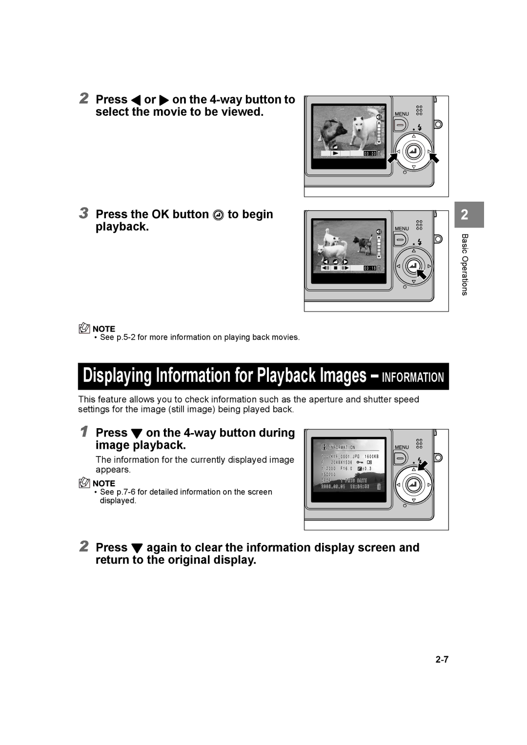 Kyocera SL300R Displaying Information for Playback Images Information, Press Don the 4-way button during Image playback 