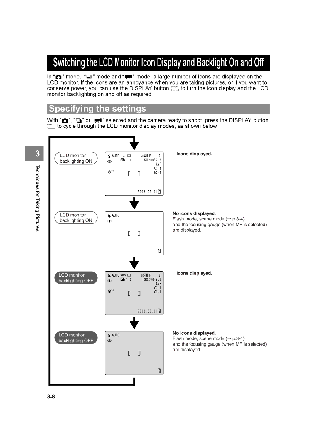 Kyocera SL300R manual Specifying the settings 