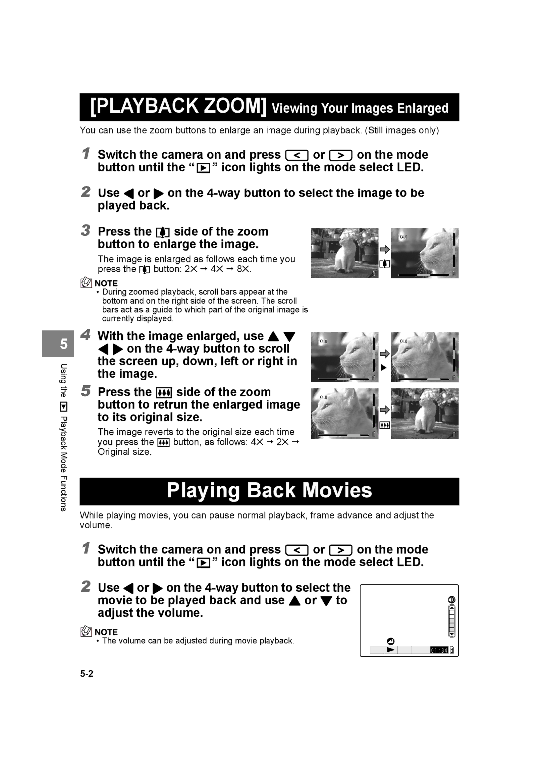 Kyocera SL300R manual Playing Back Movies, Playback Zoom Viewing Your Images Enlarged 