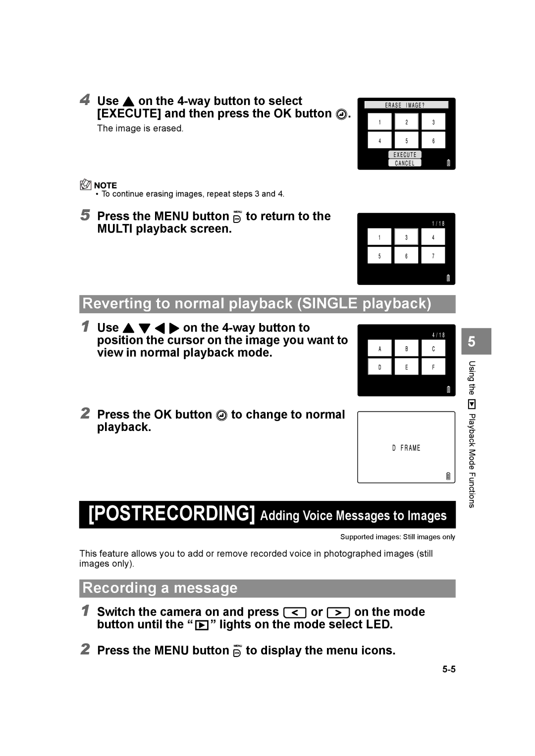 Kyocera SL300R manual Recording a message, Press the Menu button K to return to Multi playback screen 