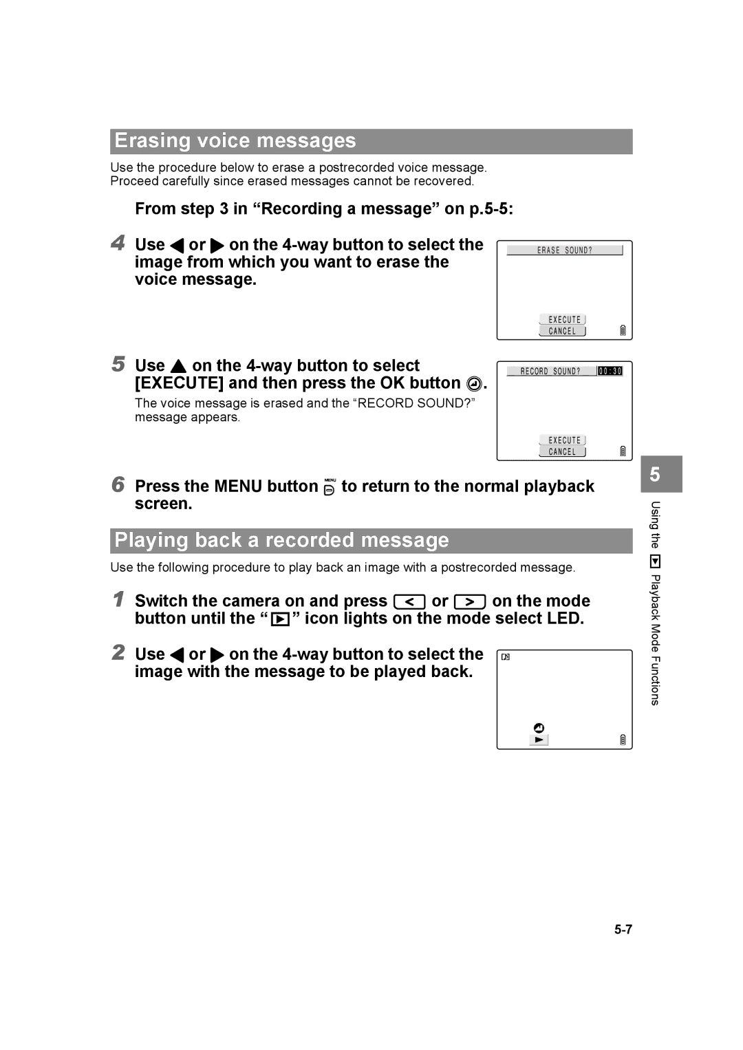 Kyocera SL300R manual Erasing voice messages, Playing back a recorded message 