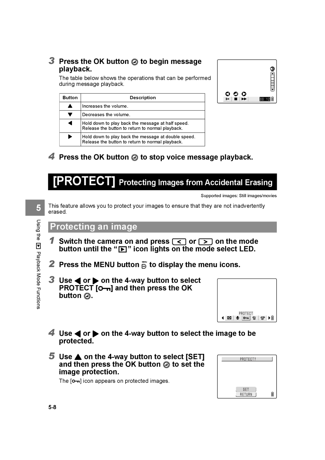 Kyocera SL300R manual Protecting an image, Protect Protecting Images from Accidental Erasing 