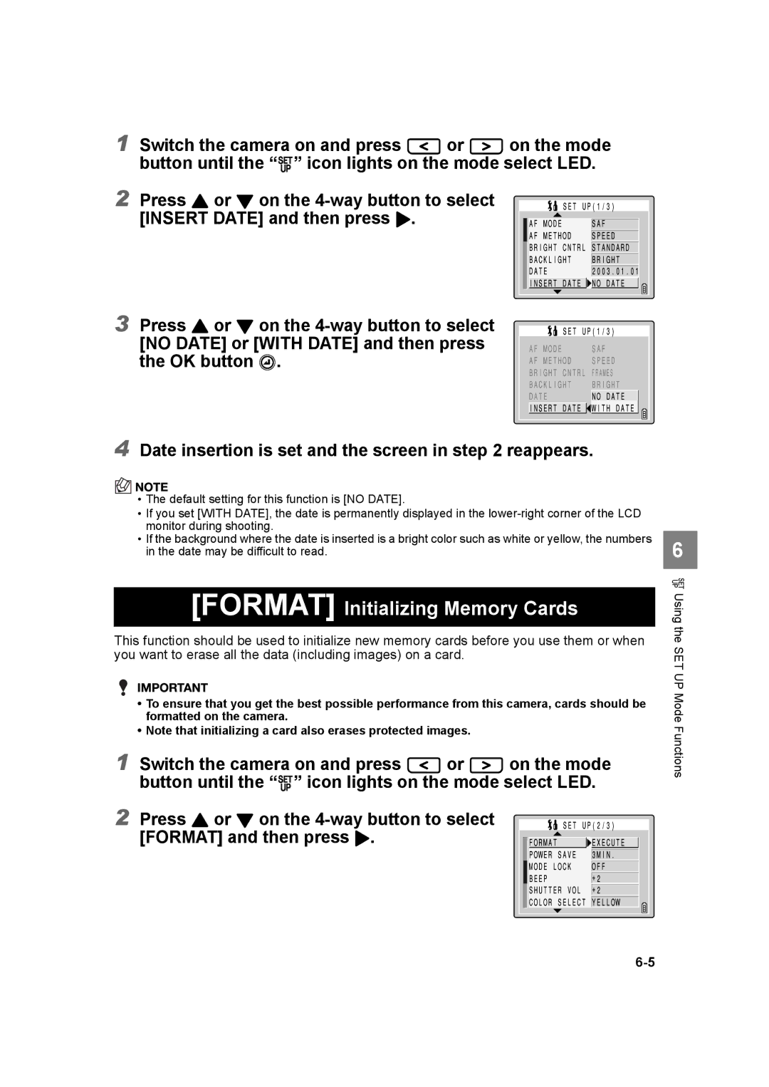 Kyocera SL300RT manual Format Initializing Memory Cards, Default setting for this function is no Date 