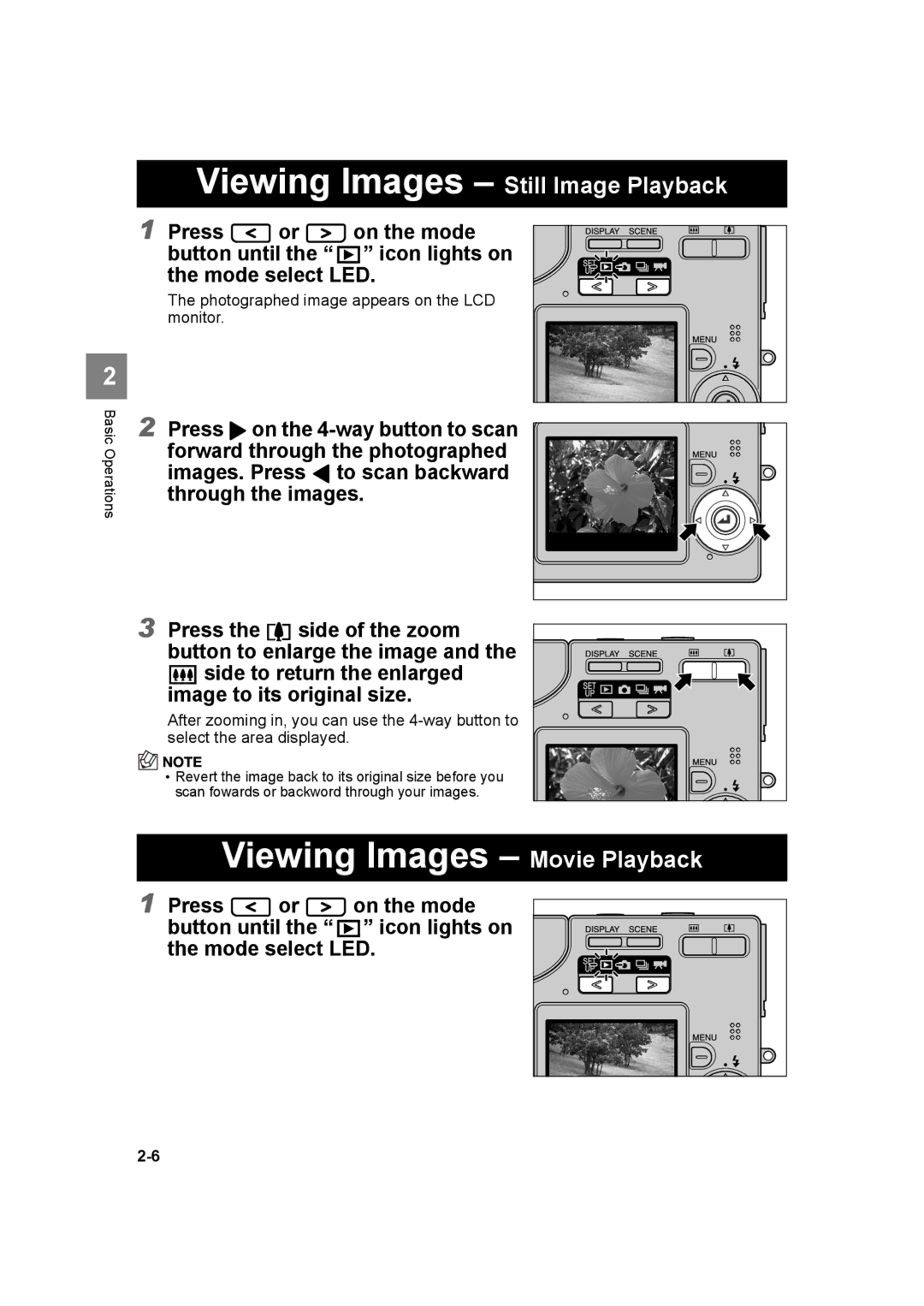 Kyocera SL300RT manual Viewing Images Movie Playback, Viewing Images Still Image Playback 