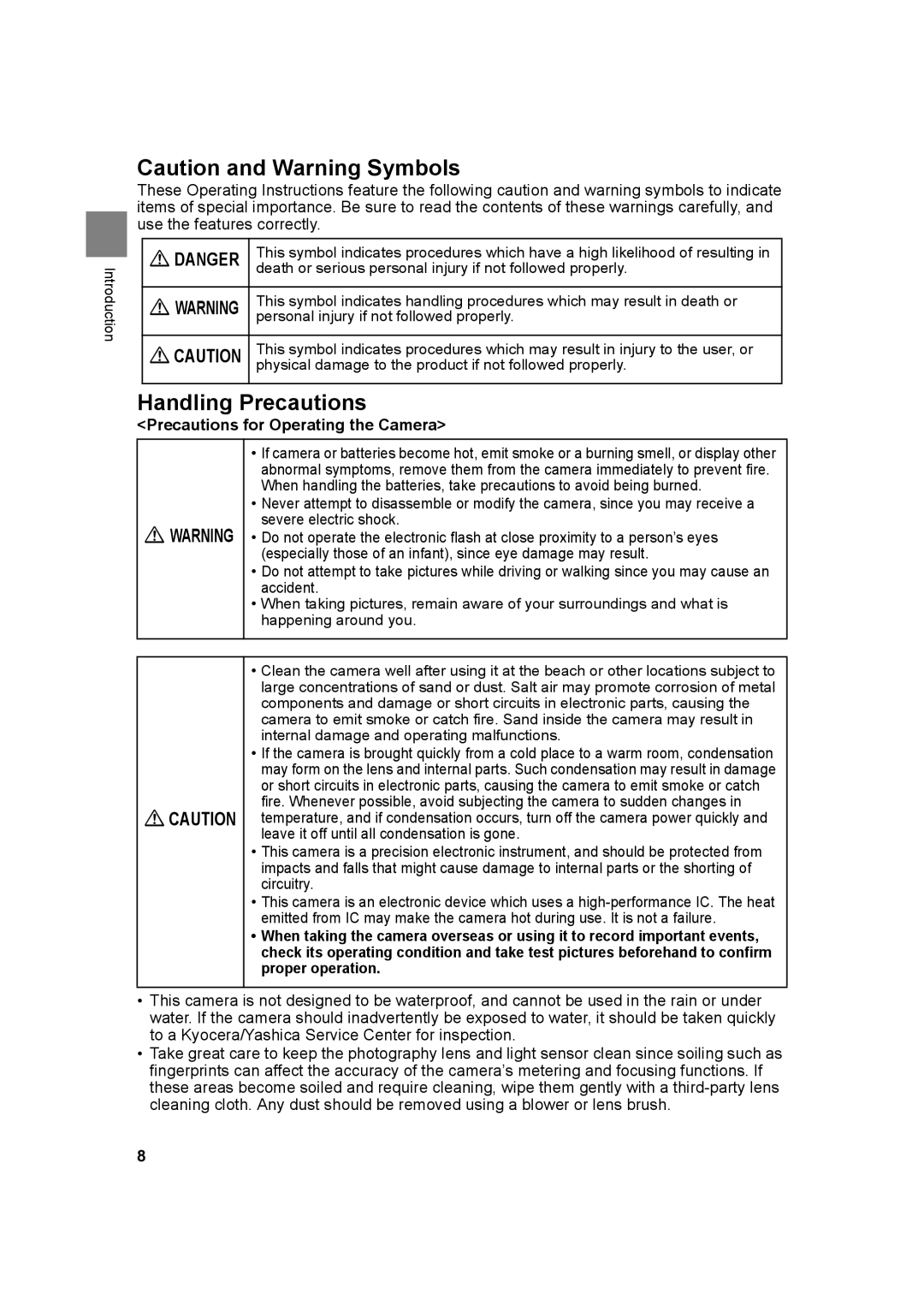 Kyocera SL300RT manual Handling Precautions 