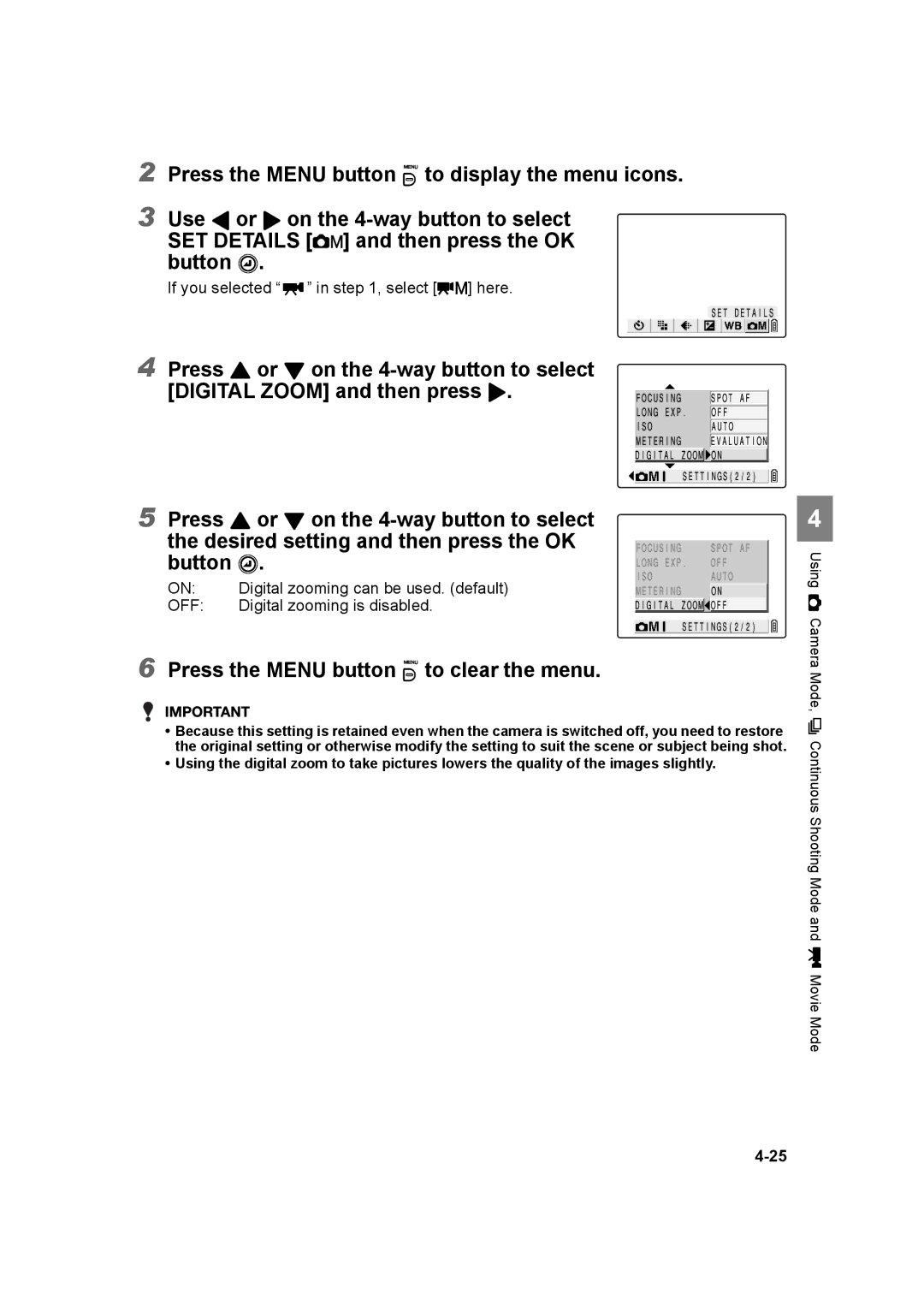 Kyocera SL300RT manual Digital zooming can be used. default 