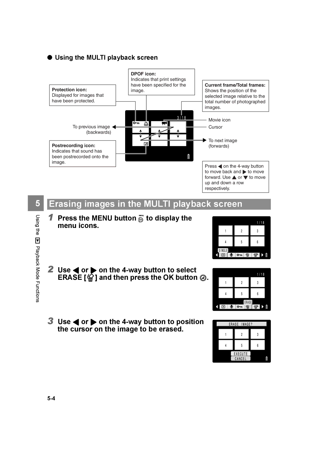 Kyocera SL300RT manual Using the Multi playback screen, Current frame/Total frames 