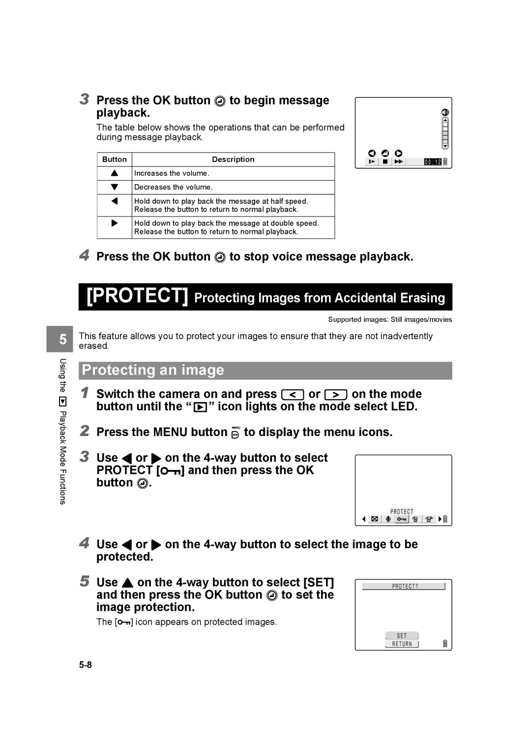 Kyocera SL300RT manual Protecting an image, Protect Protecting Images from Accidental Erasing 