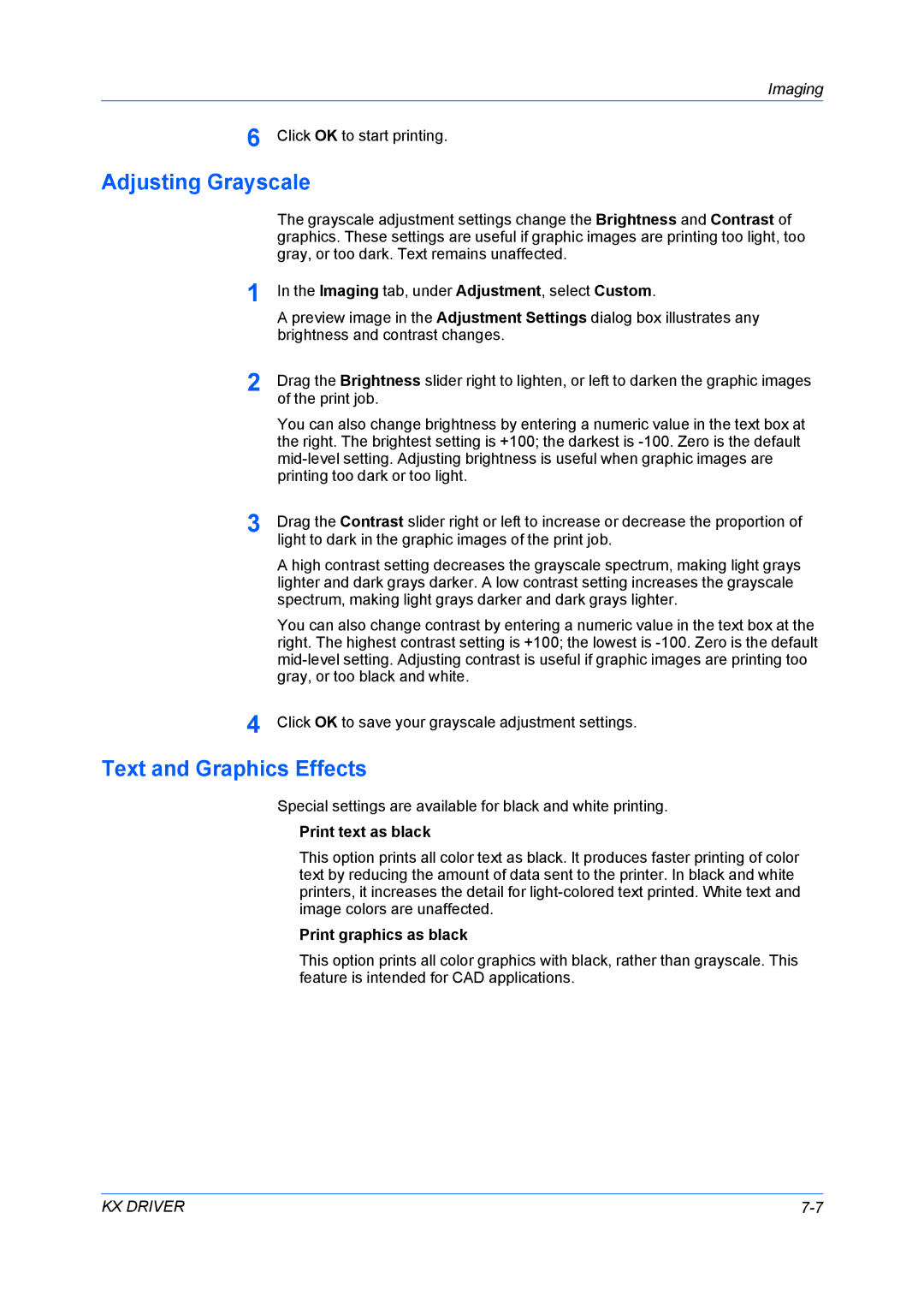 Kyocera TASKalfa 5500i/TASKalfa 4500i manual Adjusting Grayscale, Text and Graphics Effects, Print text as black 