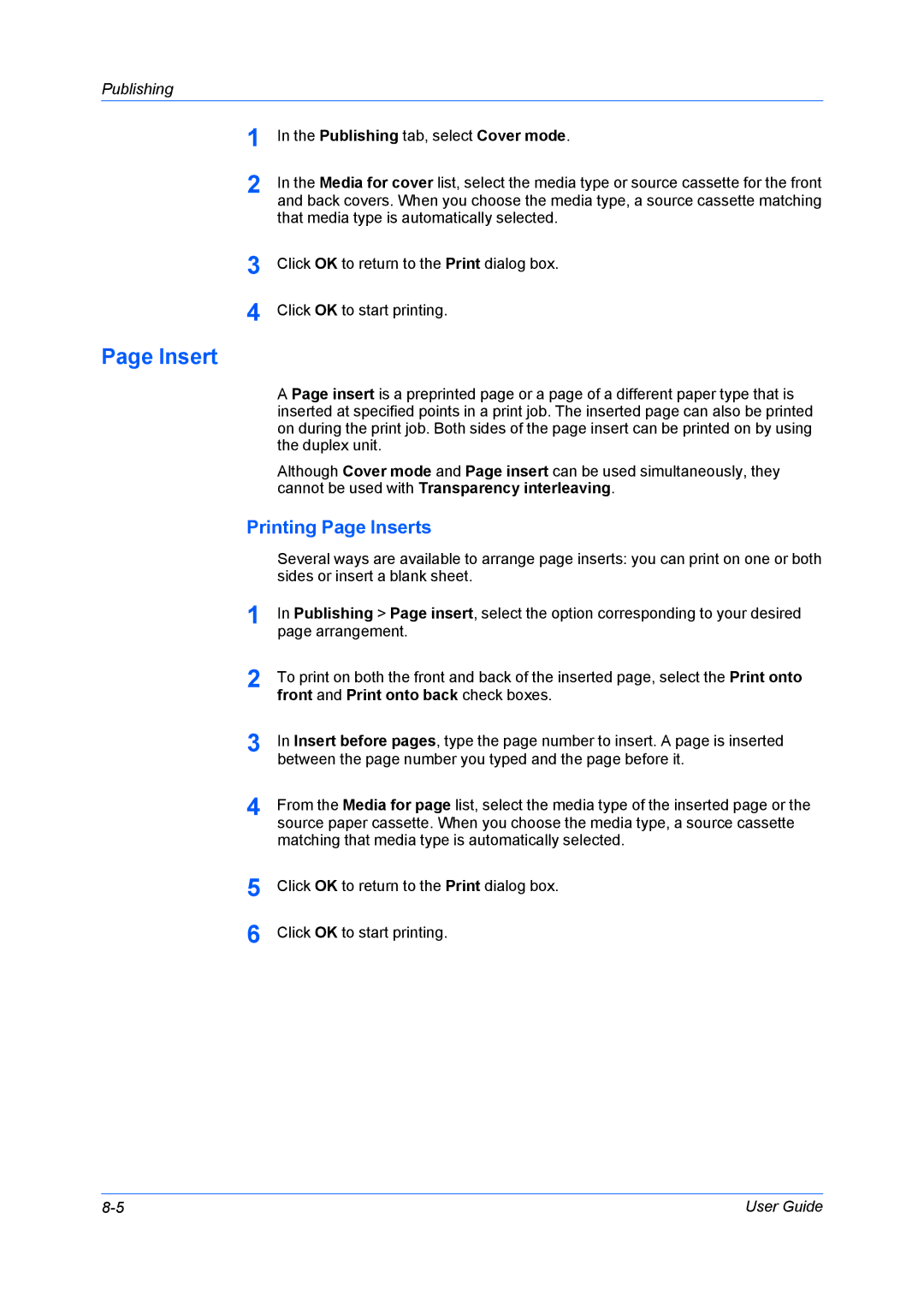 Kyocera TASKalfa 5500i/TASKalfa 4500i manual Printing Page Inserts 