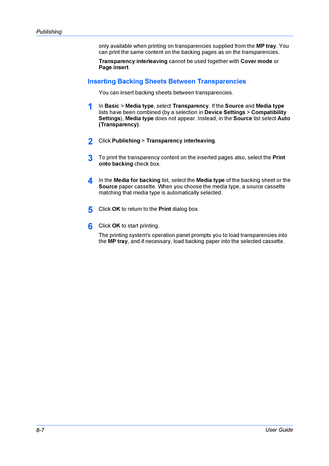 Kyocera TASKalfa 5500i/TASKalfa 4500i manual Inserting Backing Sheets Between Transparencies 