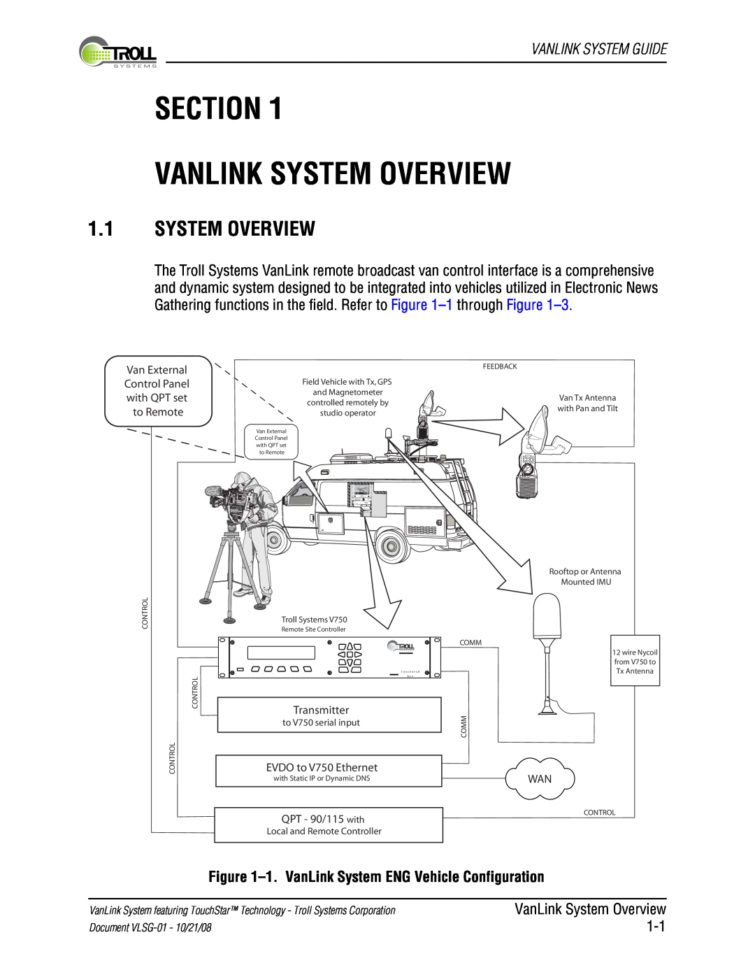 Kyocera VLSG-01 Section Vanlink System Overview, 1.1SYSTEM OVERVIEW, Vanlink System Guide, Transmitter, QPT - 90/115 with 