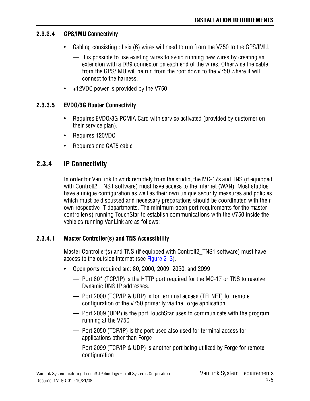 Kyocera VLSG-01 manual IP Connectivity, 3.4 GPS/IMU Connectivity, EVDO/3G Router Connectivity 