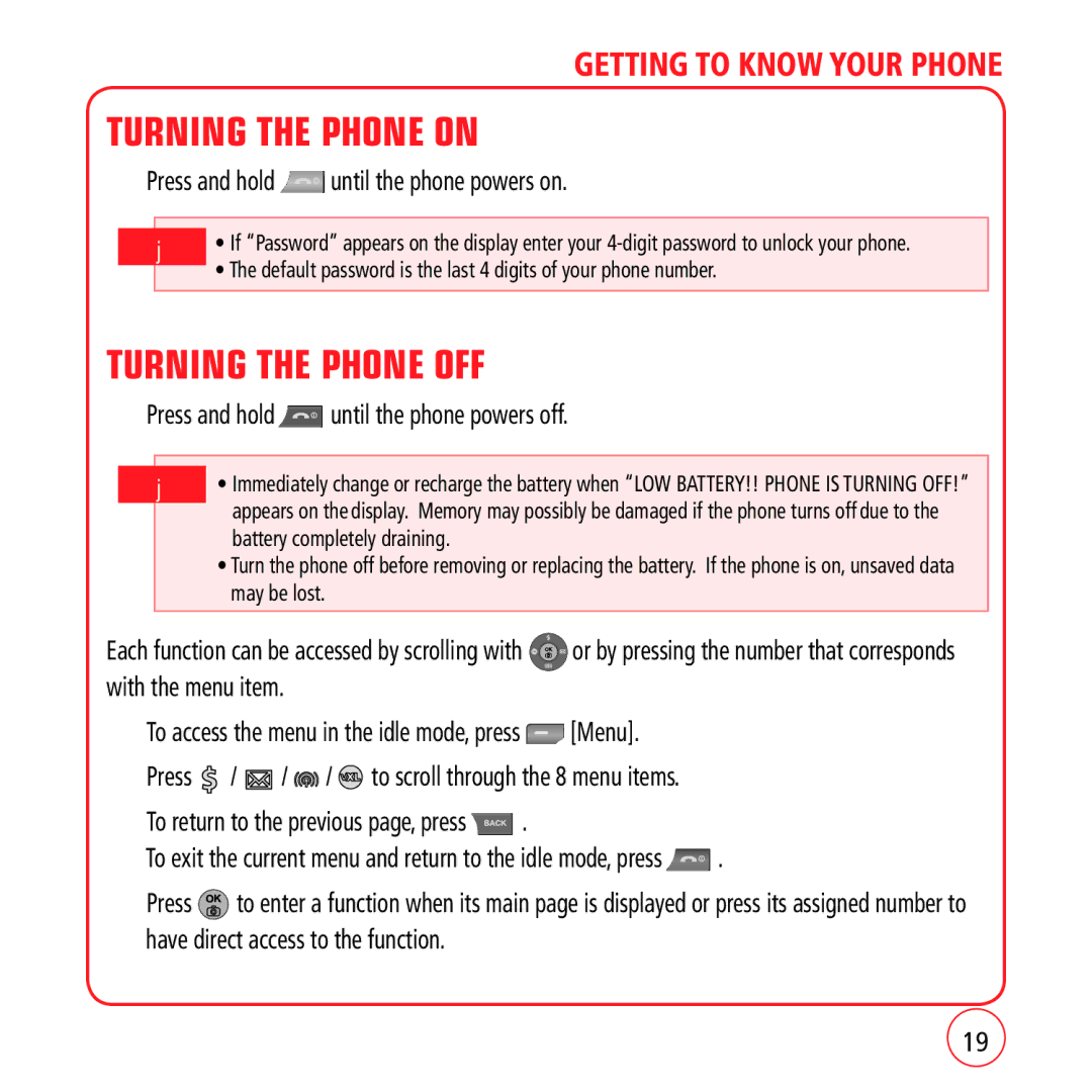 Kyocera VM1450 manual Turning the Phone on, Turning the Phone OFF, Press and hold until the phone powers on 