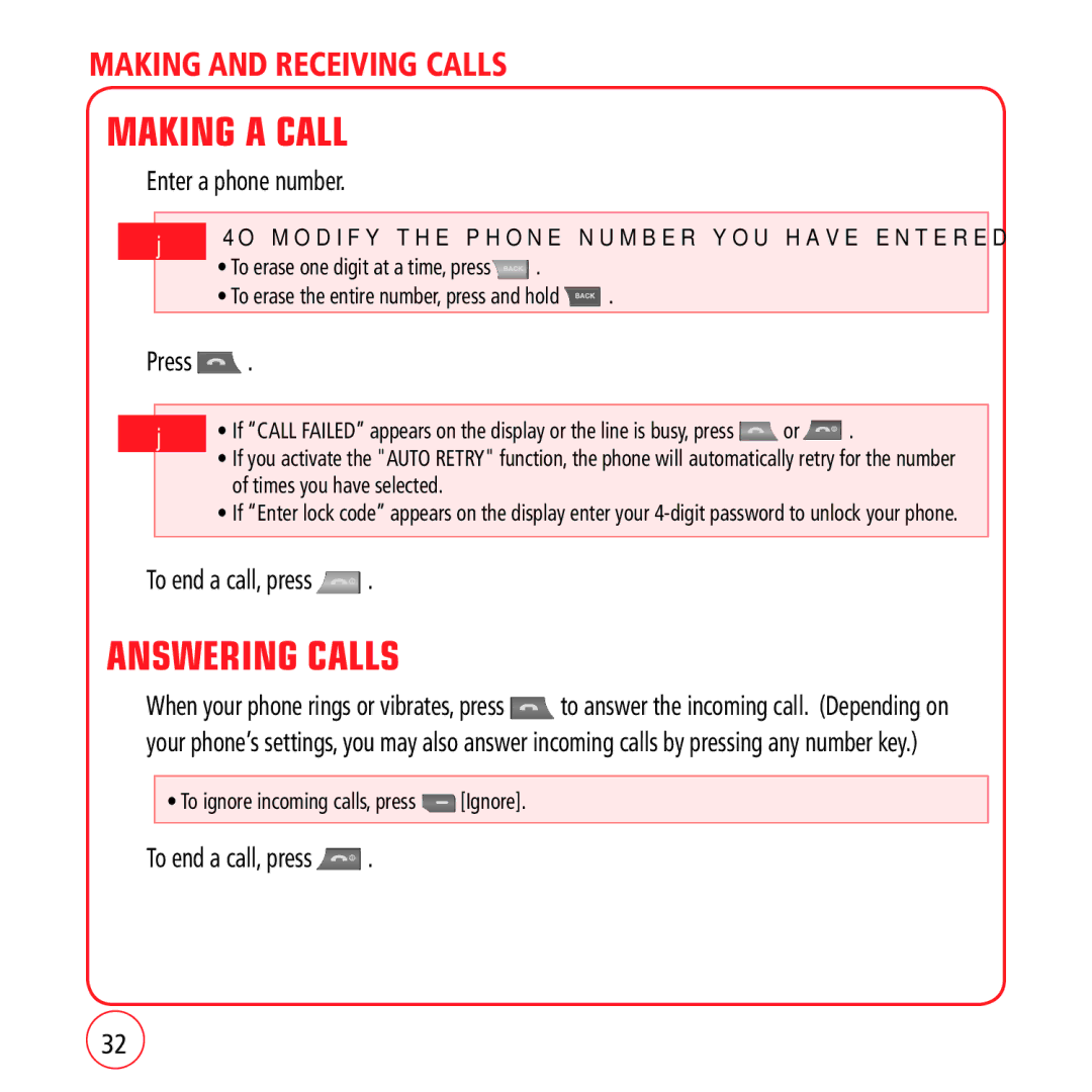 Kyocera VM1450 manual Making a Call, Answering Calls, Enter a phone number, Press, To end a call, press 