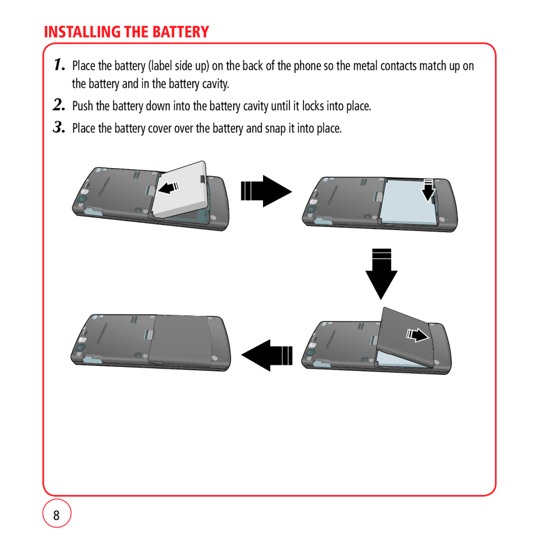 Kyocera VM1450 manual Installing the Battery 