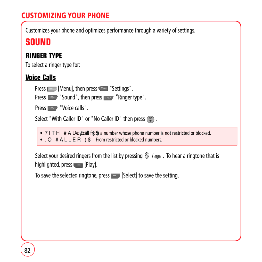 Kyocera VM1450 manual Sound, Ringer Type, Voice Calls, To select a ringer type for 