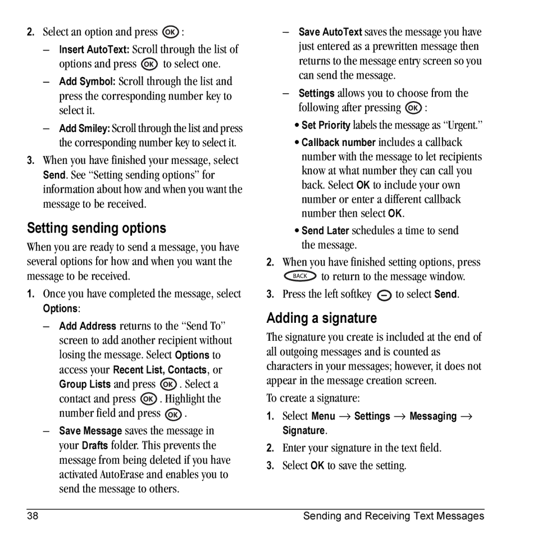 Kyocera VMKX5C manual Setting sending options, Adding a signature, To create a signature 