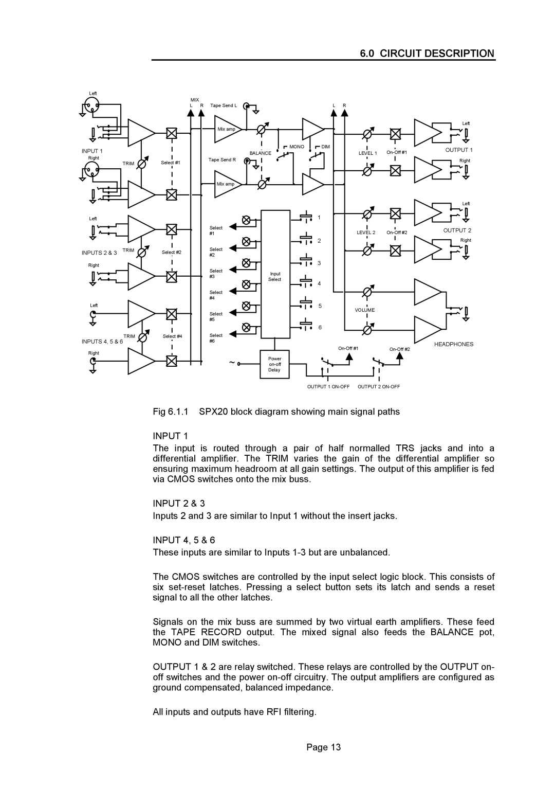 LA Audio Electronic SPX20 operation manual Circuit Description, Inputs 2 & 3 Trim 