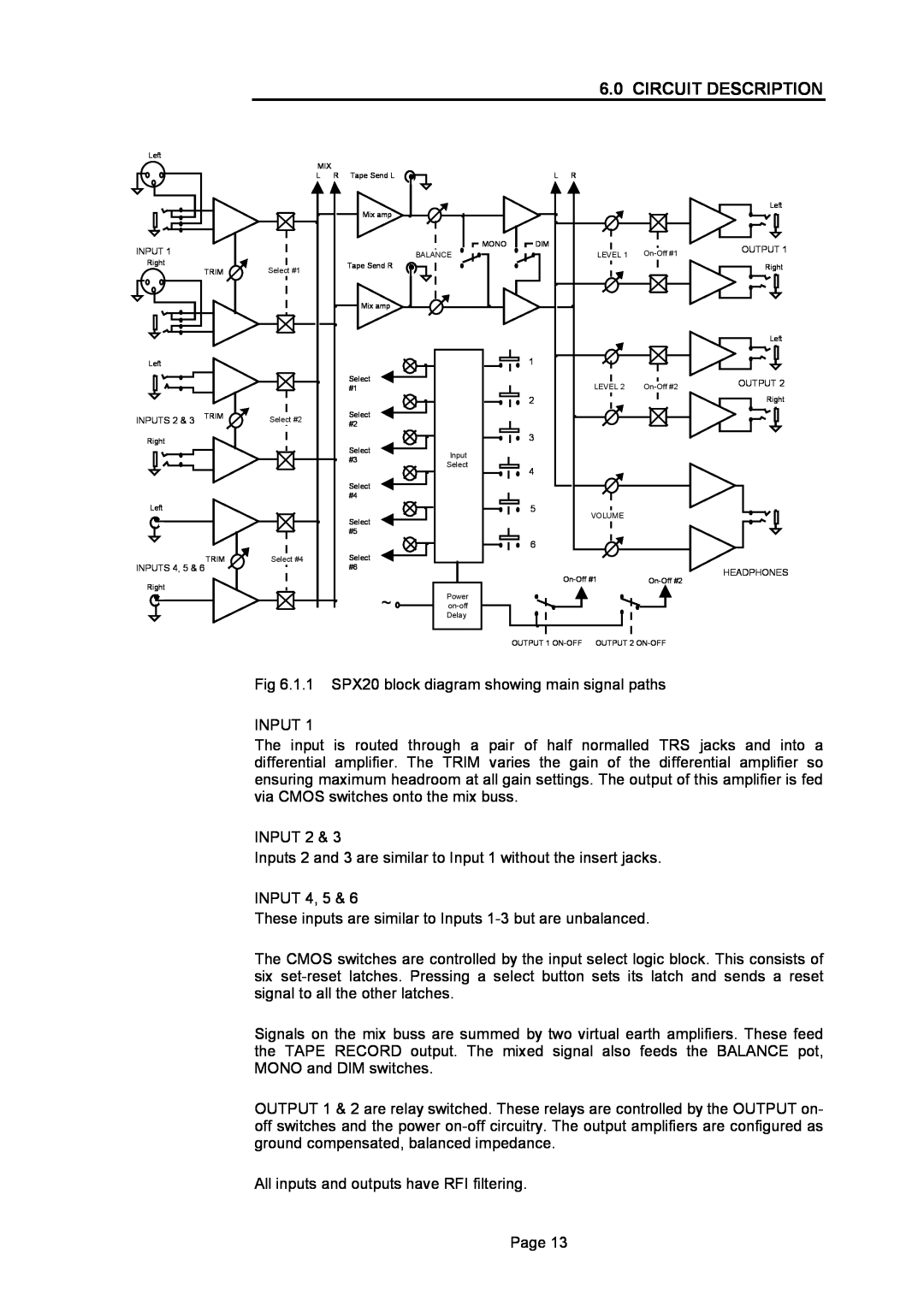 LA Audio Electronic SPX20 operation manual Circuit Description 