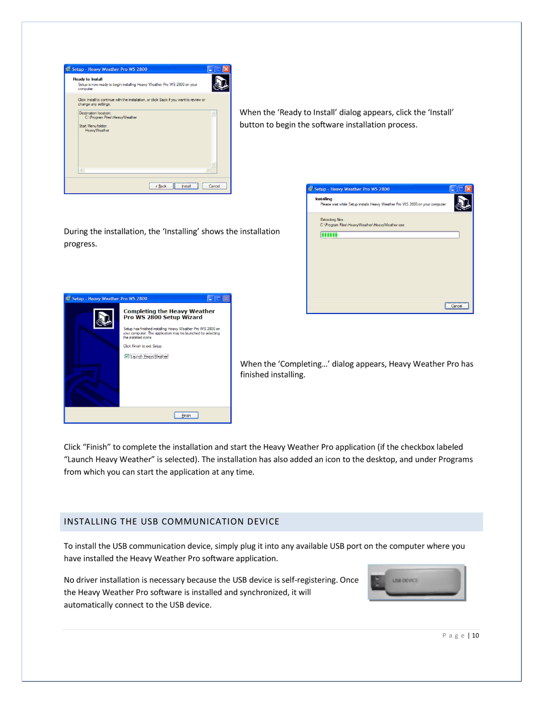 La Crosse Technology 2800 manual Installing the USB Communication Device 