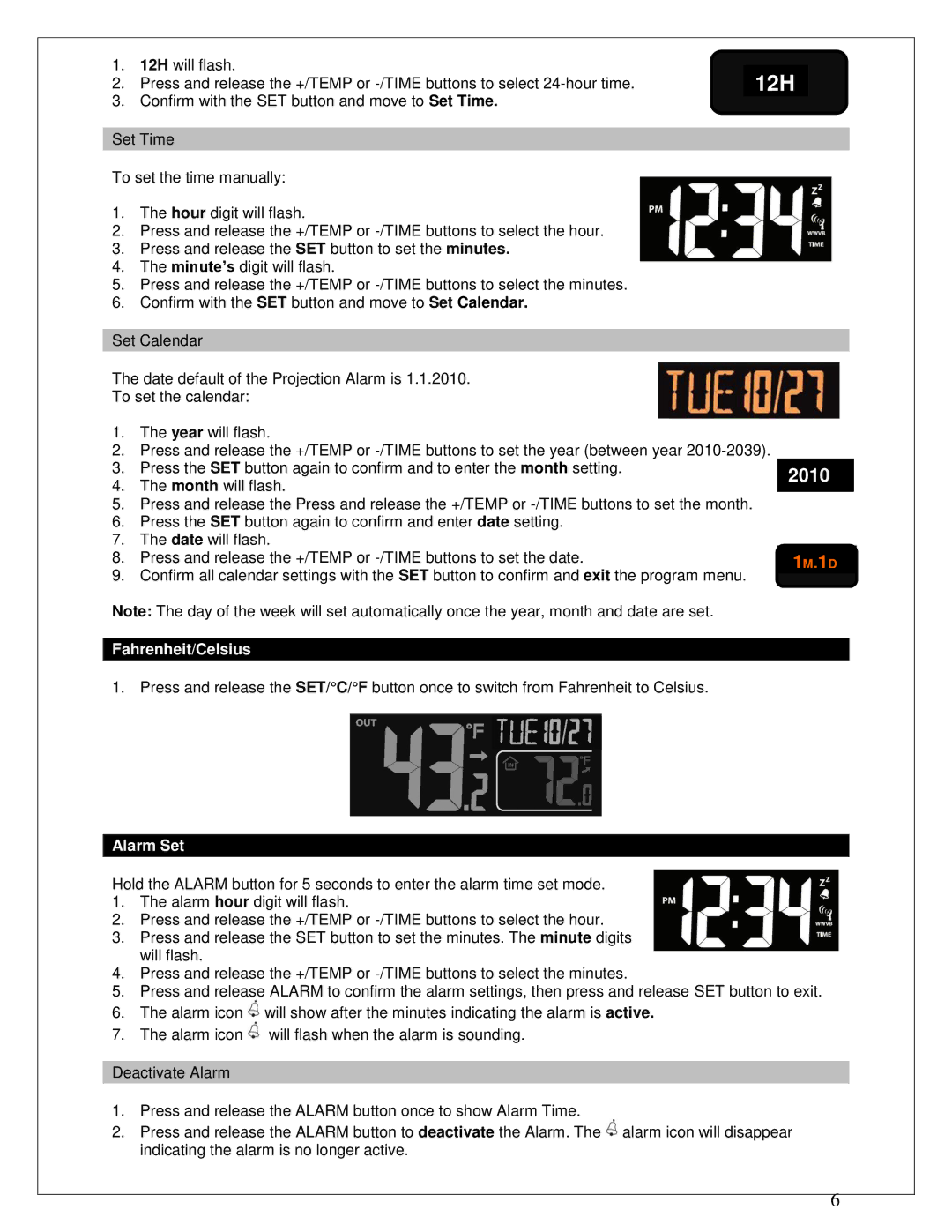 La Crosse Technology 616-146 instruction manual Fahrenheit/Celsius, Alarm Set 