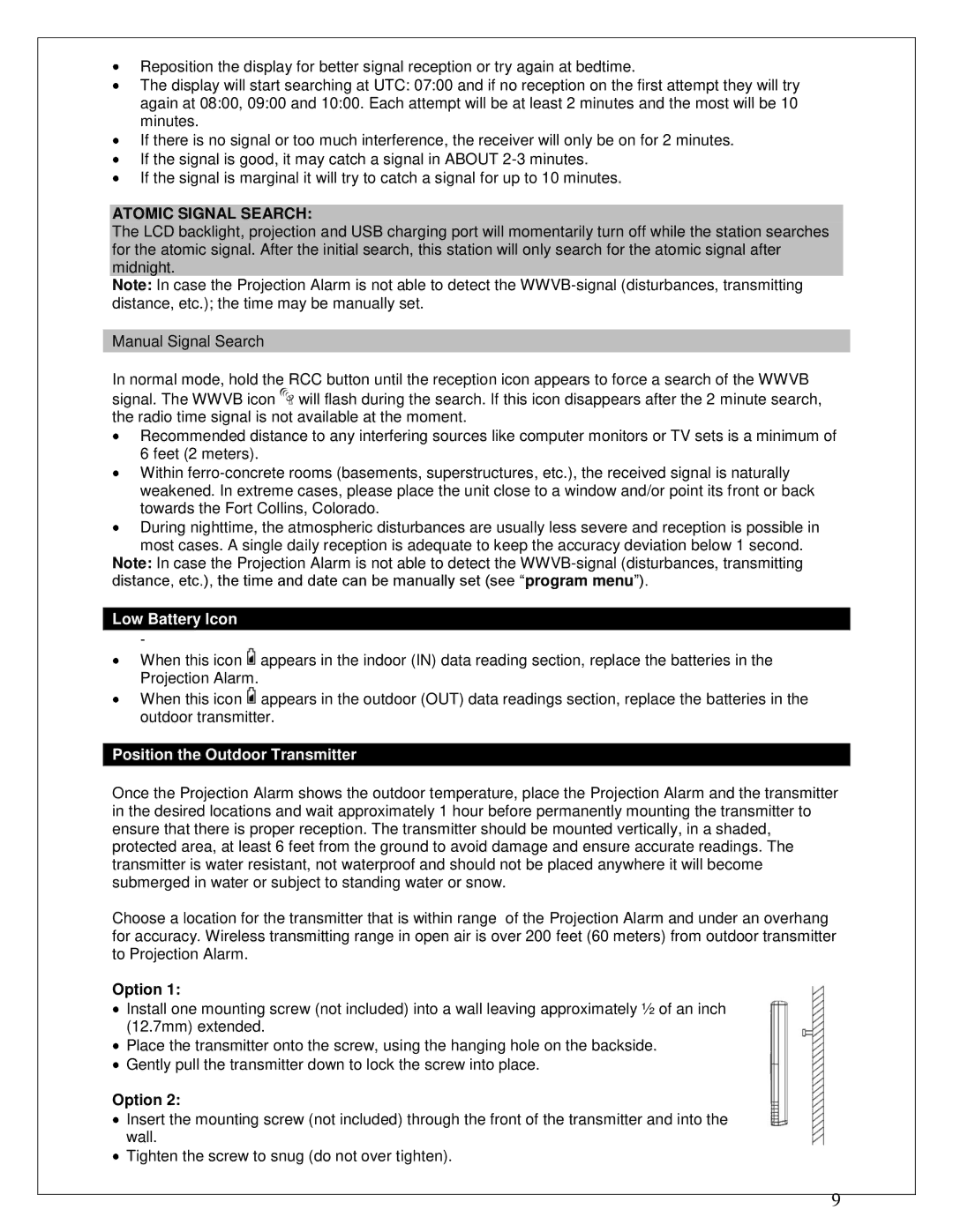 La Crosse Technology 616-146 instruction manual Low Battery Icon, Position the Outdoor Transmitter 