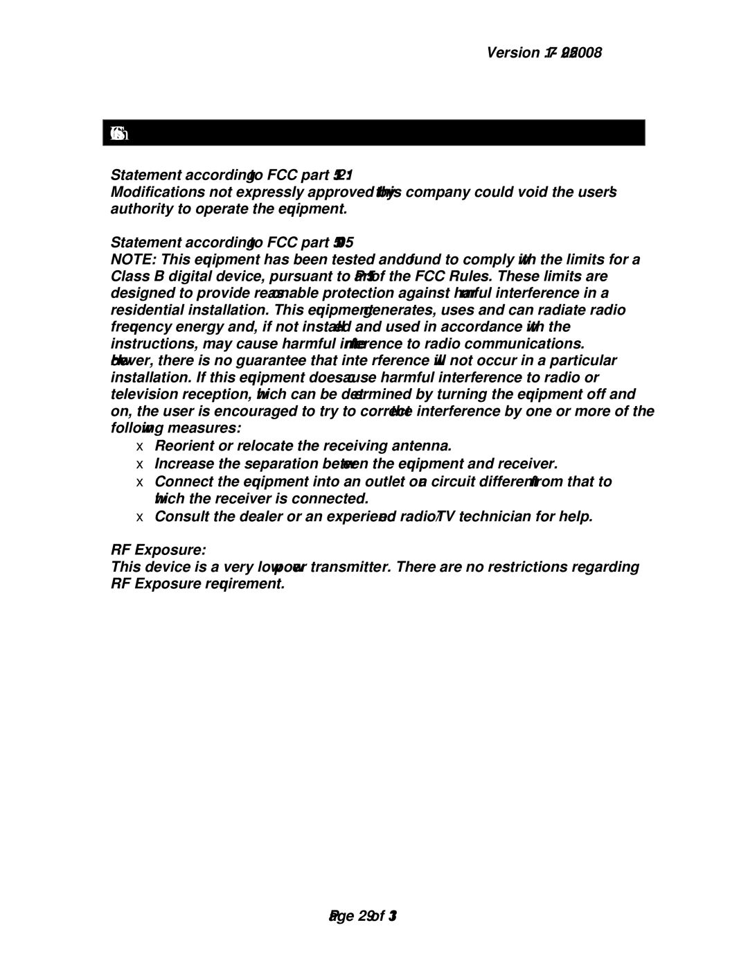 La Crosse Technology WA-1030U owner manual FCC Statements 