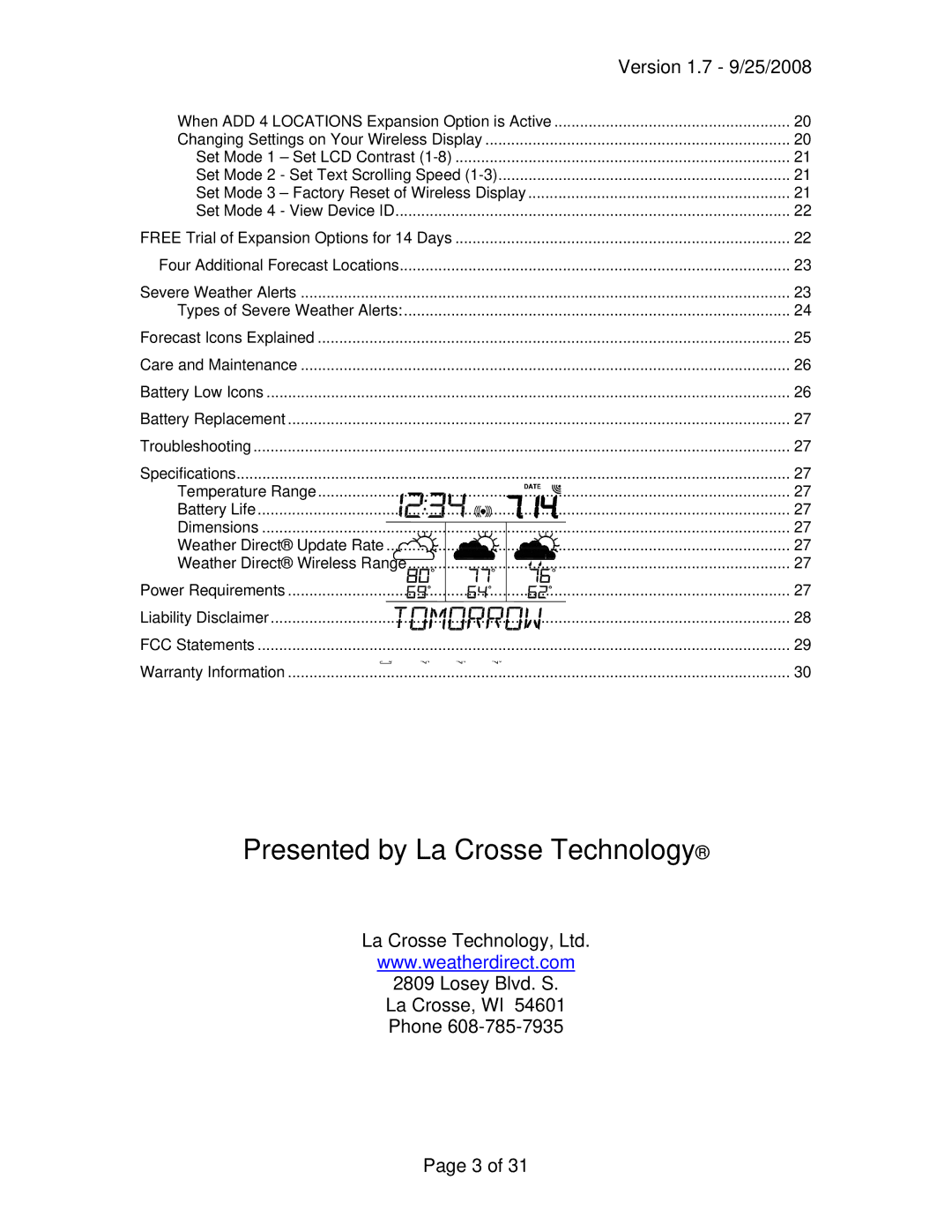 La Crosse Technology WA-1030U owner manual When ADD 4 Locations Expansion Option is Active 