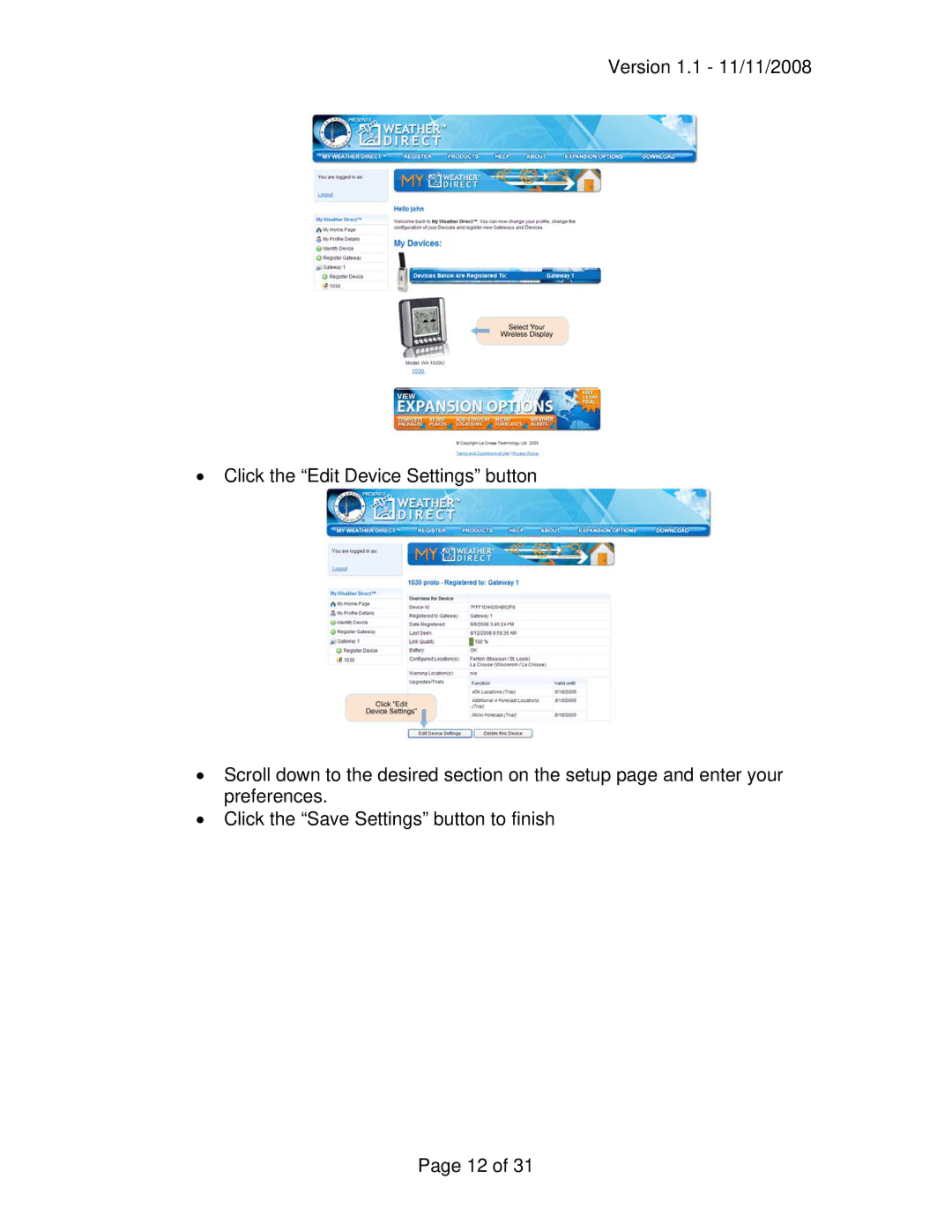 La Crosse Technology WA-1140U owner manual 