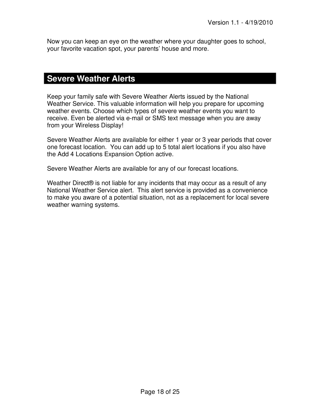 La Crosse Technology WD-9535 owner manual Severe Weather Alerts 