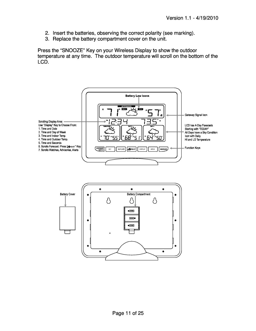 La Crosse Technology WD-9535 owner manual Version 1.1 - 4/19/2010, Page 11 of 