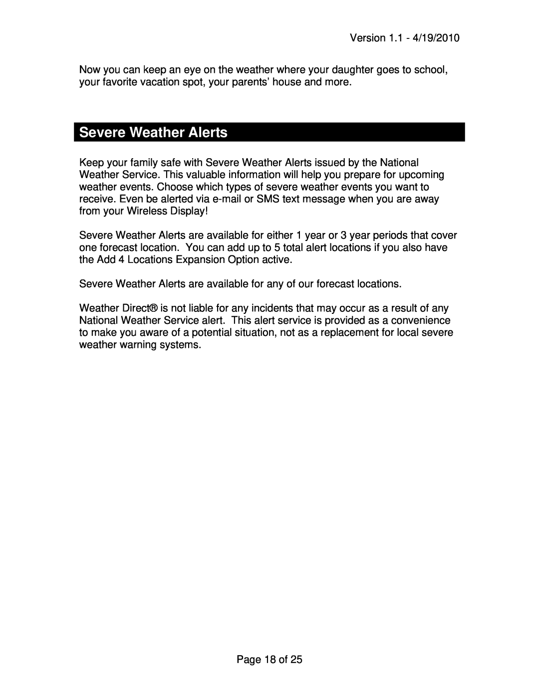 La Crosse Technology WD-9535 owner manual Severe Weather Alerts 