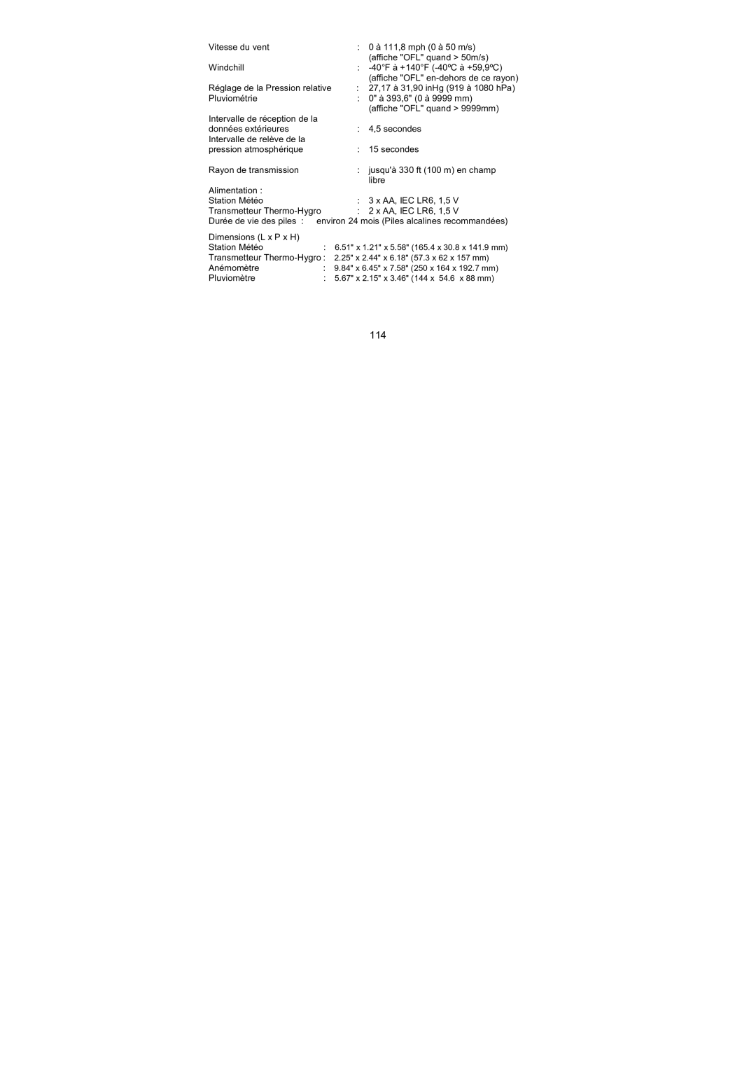 La Crosse Technology WS-1610TWC-IT quick setup manual 114 