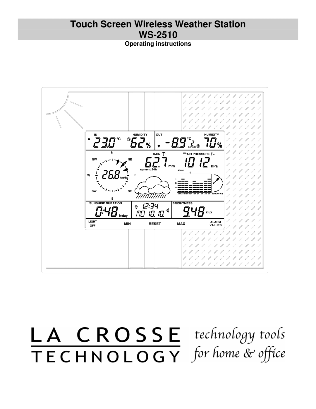 La Crosse Technology manual Touch Screen Wireless Weather Station WS-2510 