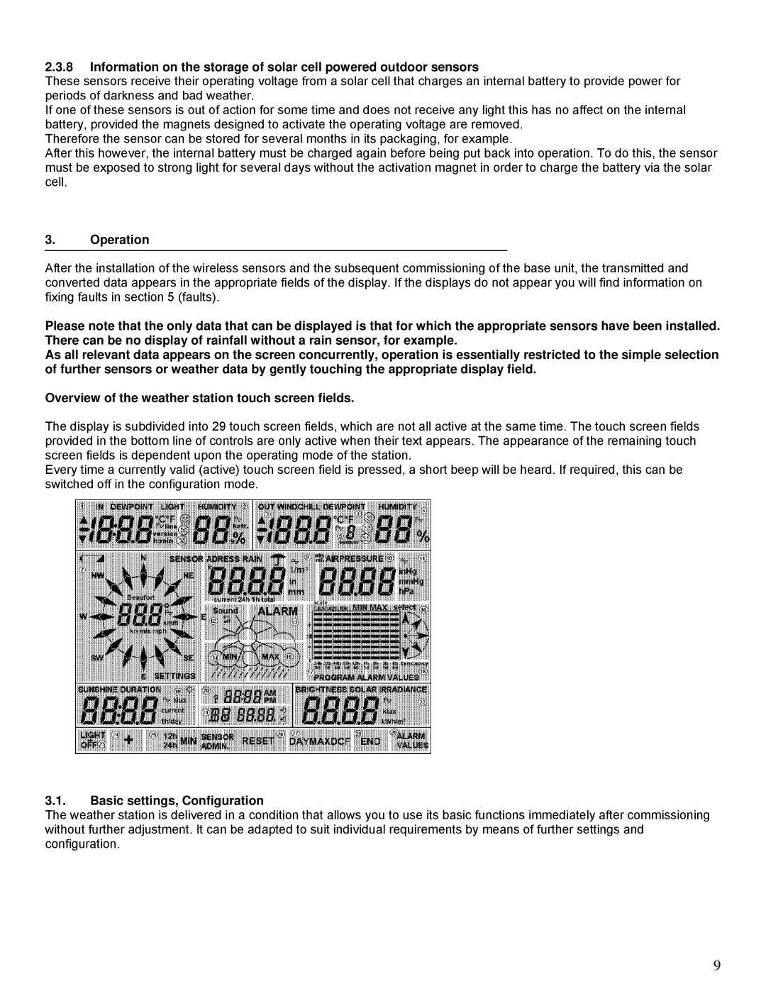 La Crosse Technology WS-2510 manual Operation, Basic settings, Configuration 