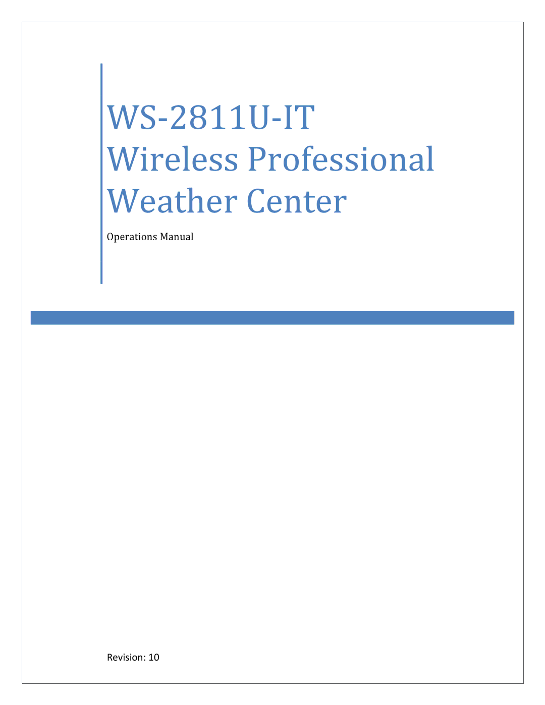 La Crosse Technology manual WS-2811U-IT Wireless Professional Weather Center 