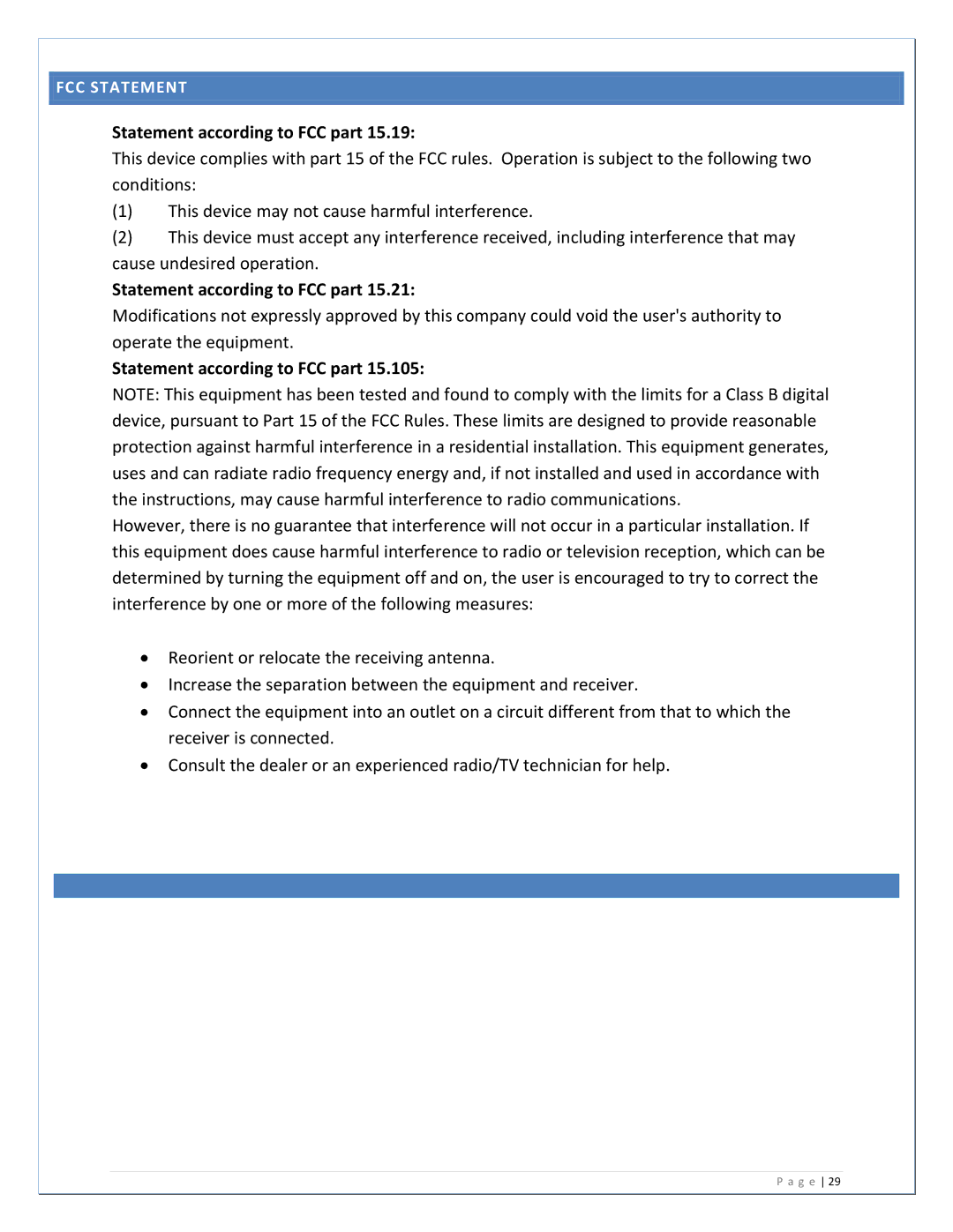 La Crosse Technology WS-2811U-IT manual Statement according to FCC part 