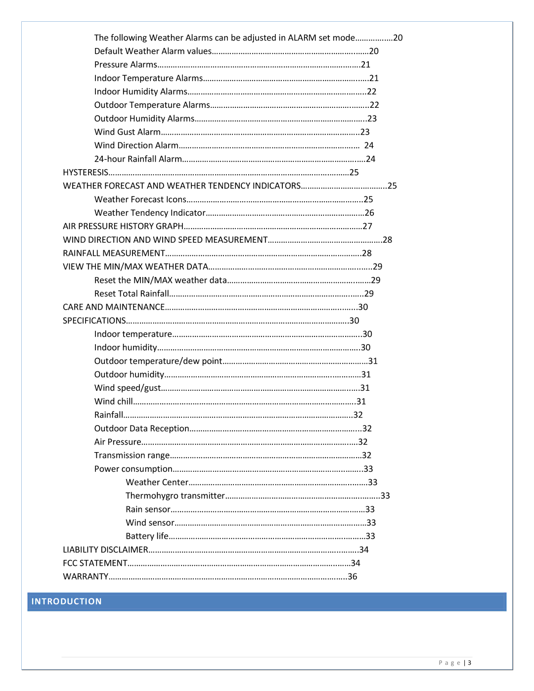 La Crosse Technology WS-2811U-IT manual Introduction 