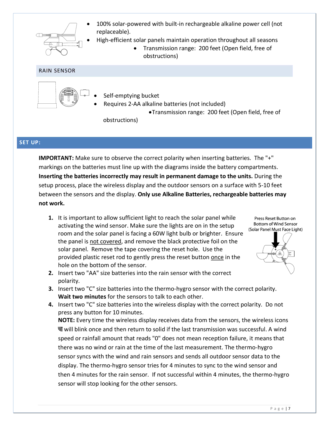 La Crosse Technology WS-2811U-IT manual Set Up 