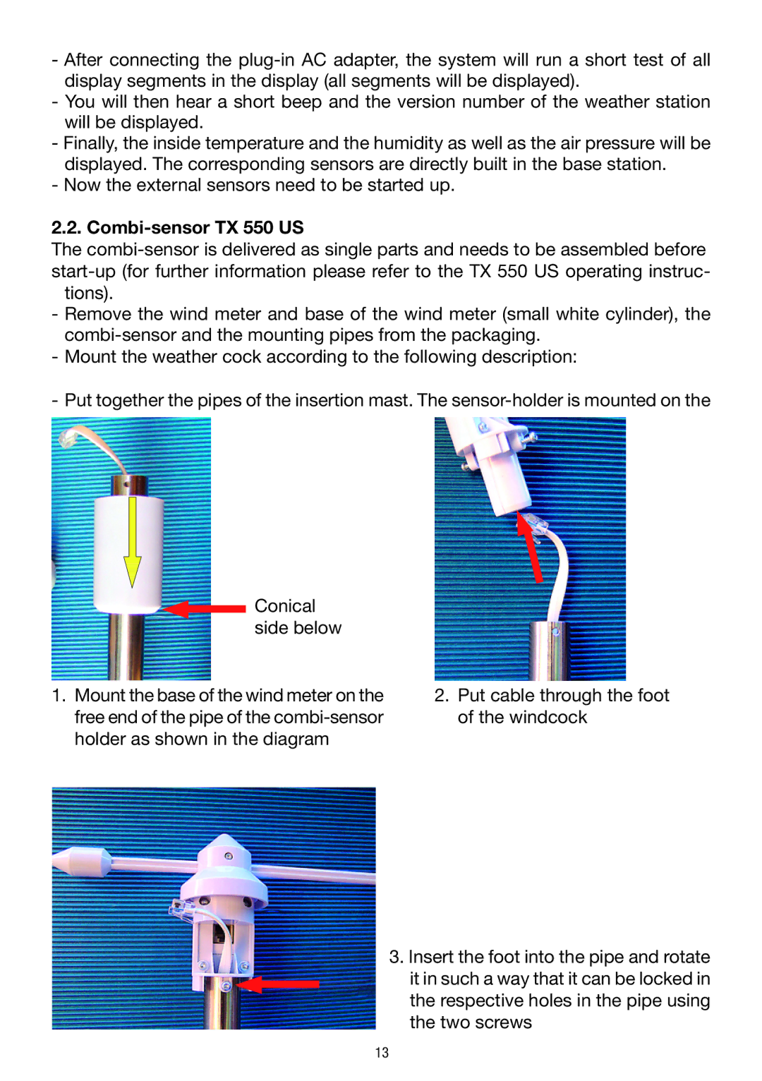 La Crosse Technology WS 550 US operating instructions Combi-sensor TX 550 US 