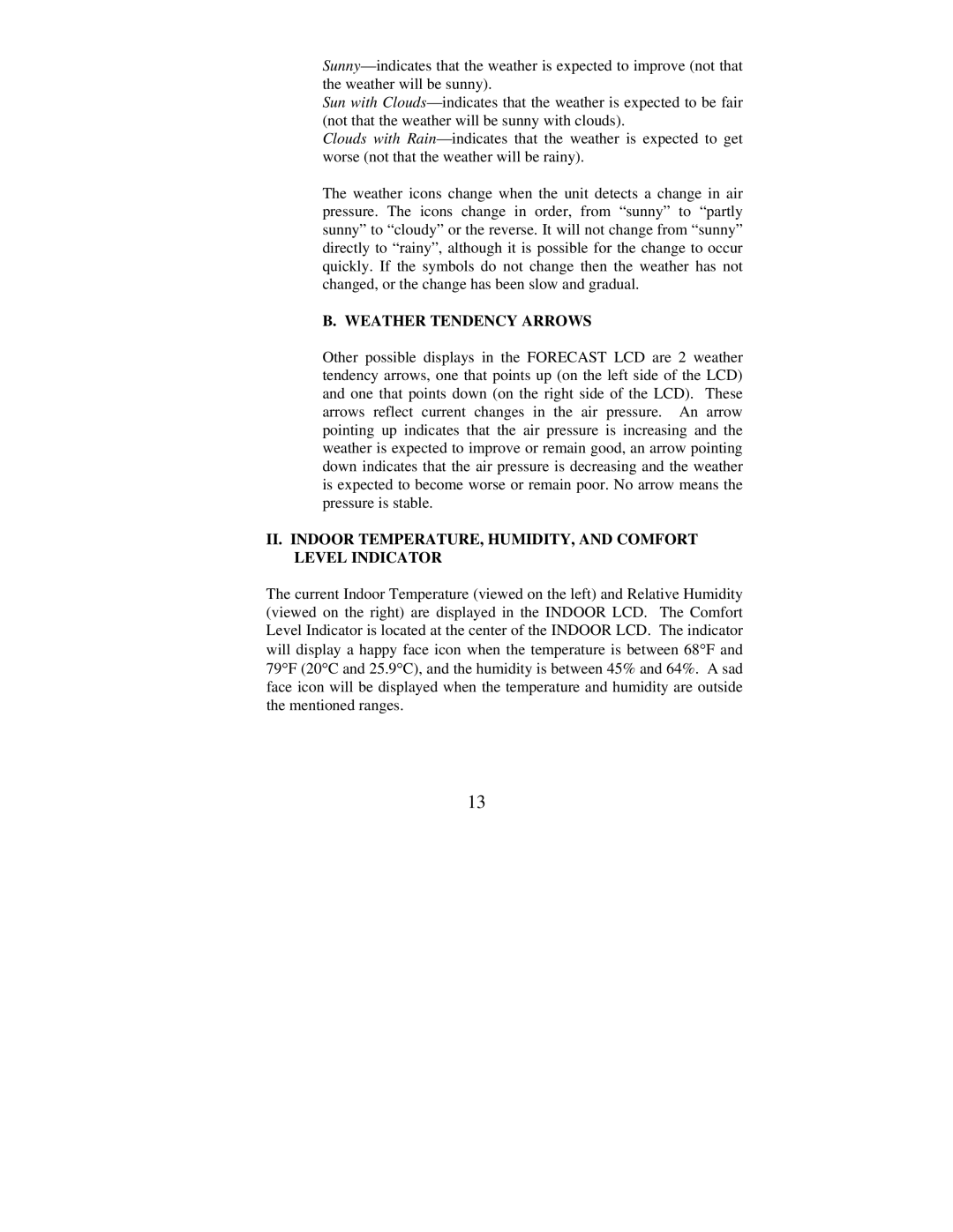 La Crosse Technology WS-7014U instruction manual Weather Tendency Arrows 