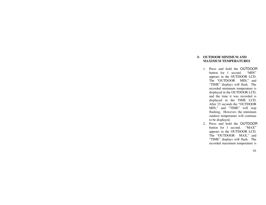 La Crosse Technology WS-7016U instruction manual Outdoor Minimum and Maximum Temperatures 