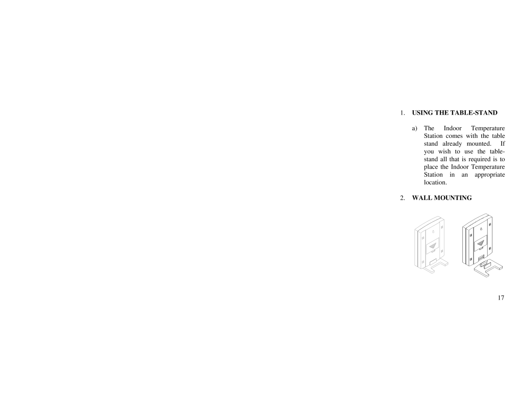 La Crosse Technology WS-7016U instruction manual Using the TABLE-STAND, Wall Mounting 