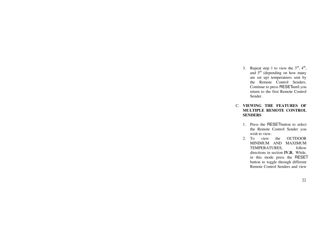 La Crosse Technology WS-7016U instruction manual Viewing the Features of Multiple Remote Control Senders 