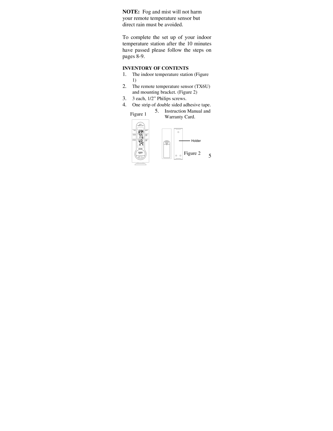 La Crosse Technology WS-7034U instruction manual Inventory of Contents 