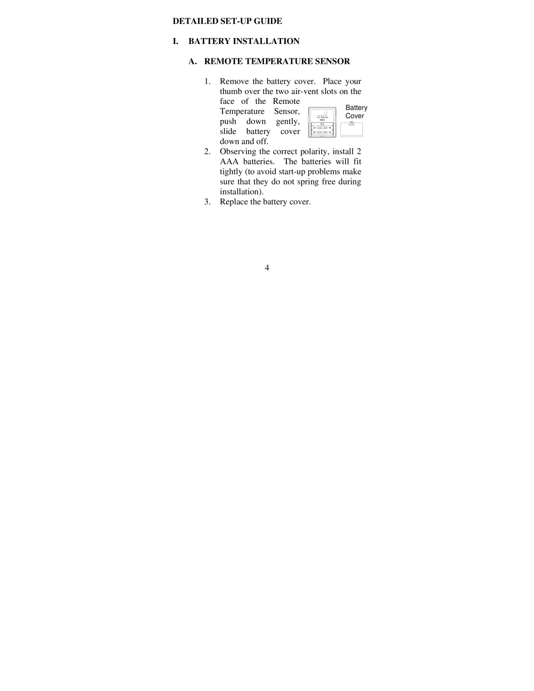 La Crosse Technology WS-7044U instruction manual Temperature Sensor 