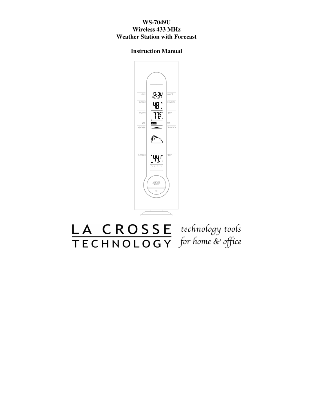 La Crosse Technology instruction manual WS-7049U Wireless 433 MHz Weather Station with Forecast 