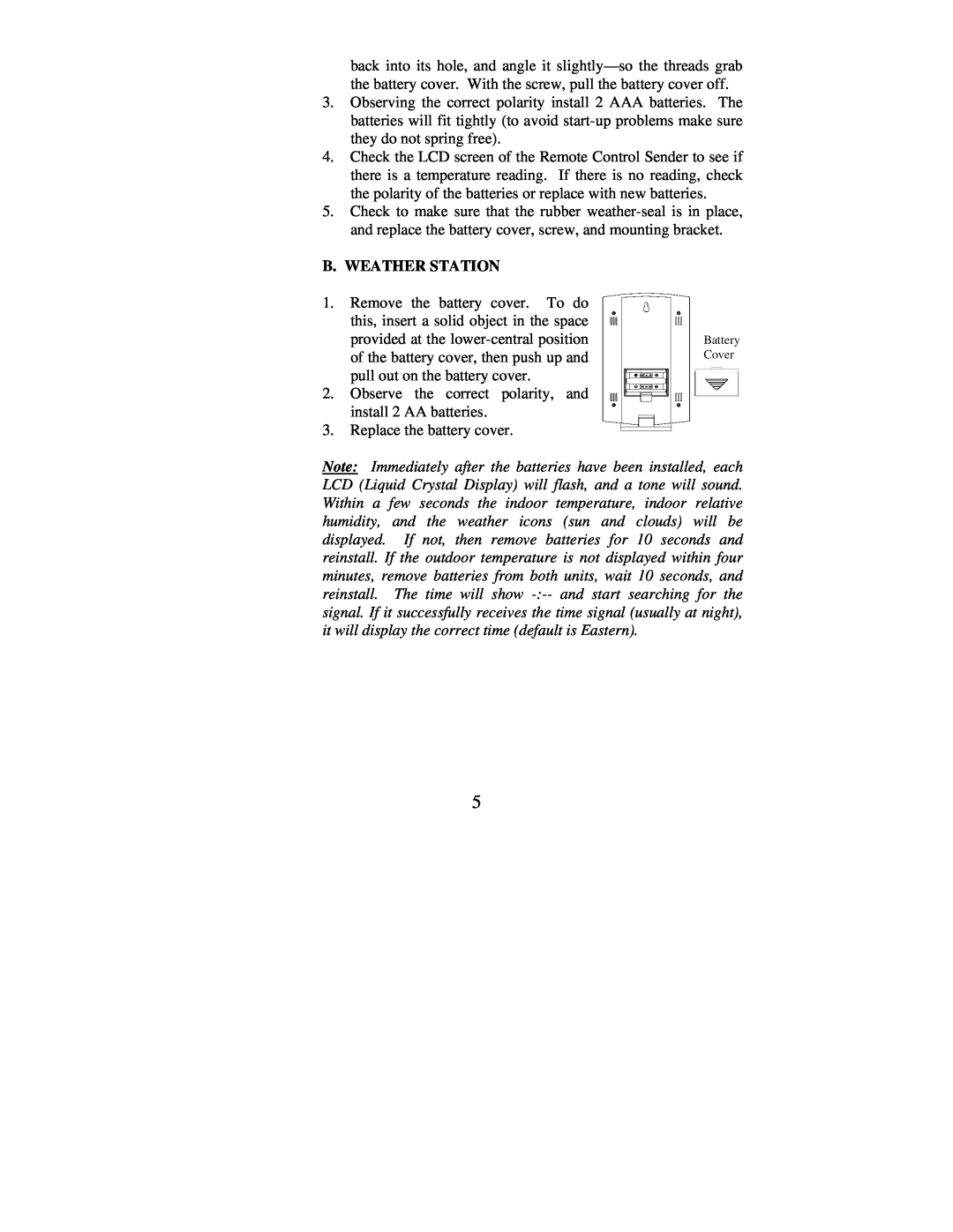 La Crosse Technology WS-7075U instruction manual B. Weather Station 